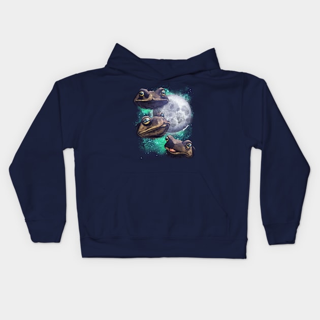 3 Toad Moon Kids Hoodie by Jan Grackle